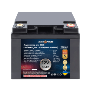 Аккумулятор для ИБП LiFePO4 60 Ah Logic Power BMS 50A/25А 60